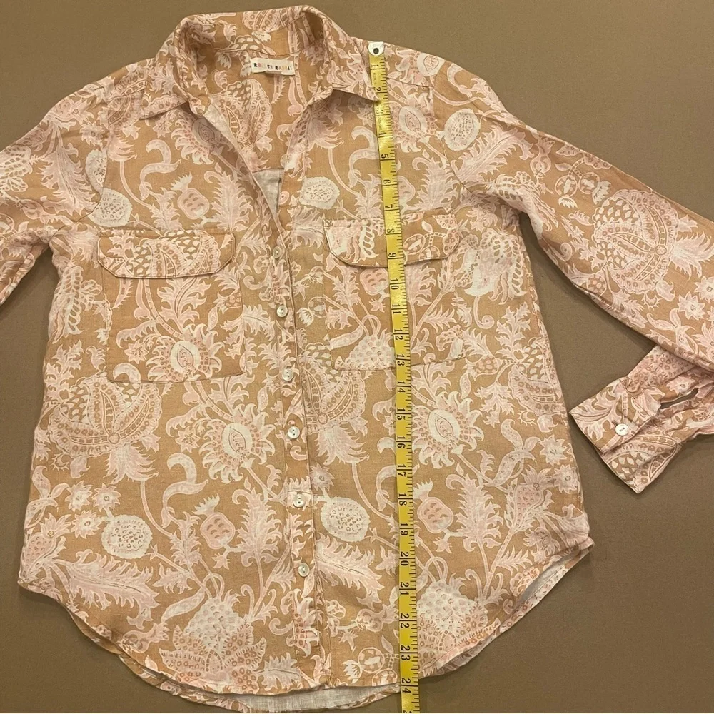 Roller Rabbit Floral Linen Button Down Top Size XS